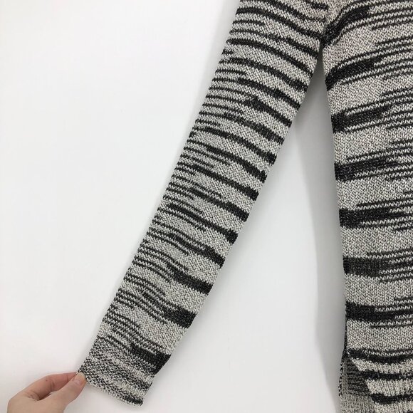 Dex Black Grey Abstract Stripe Long sleeve Polka Dot Mesh neck XS - Picture 9 of 14